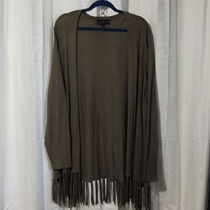 Lightweight open front cardigan with fringe